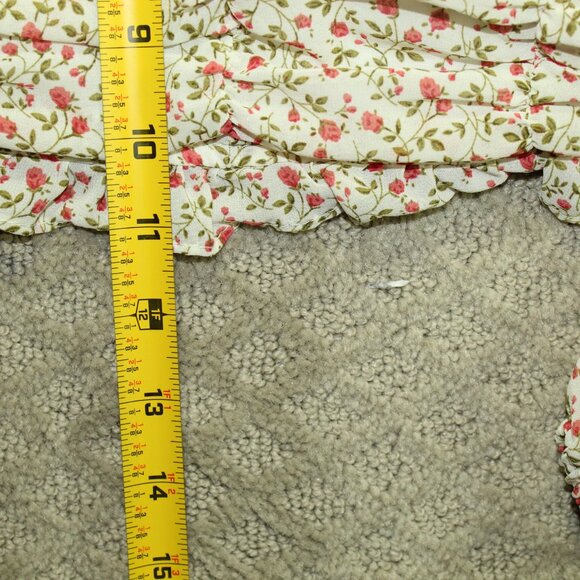 She + Sky Women's S Ruched Smocked Floral Cropped Balloon Sleeve Blouse - Picture 5 of 6